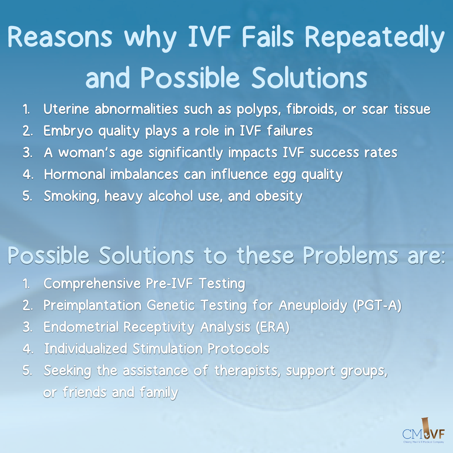 Reasons why IVF Fails Repeatedly and Possible Solutions